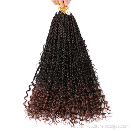 22inch Curly Box Braids River Locs Crochet Faux Goddess Braided Hair with Curl Ends Synthetic Braiding Hair with Mermaid Waves